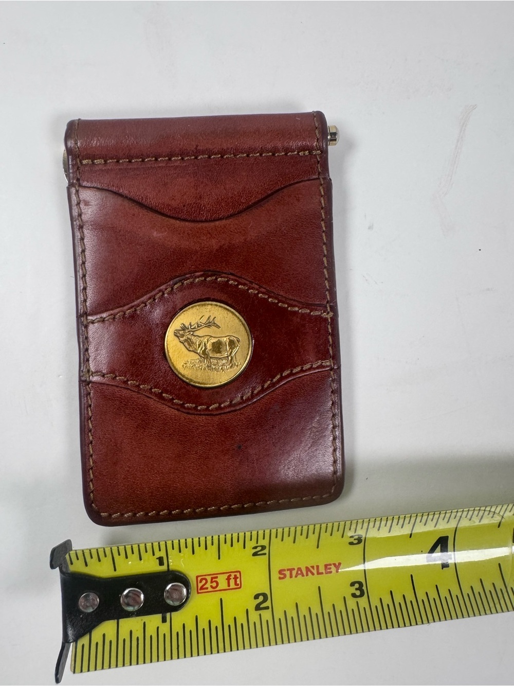 Palm West Italy Leather Money Clip Wallet Elk Medallion Made in Italy Quiet Lux